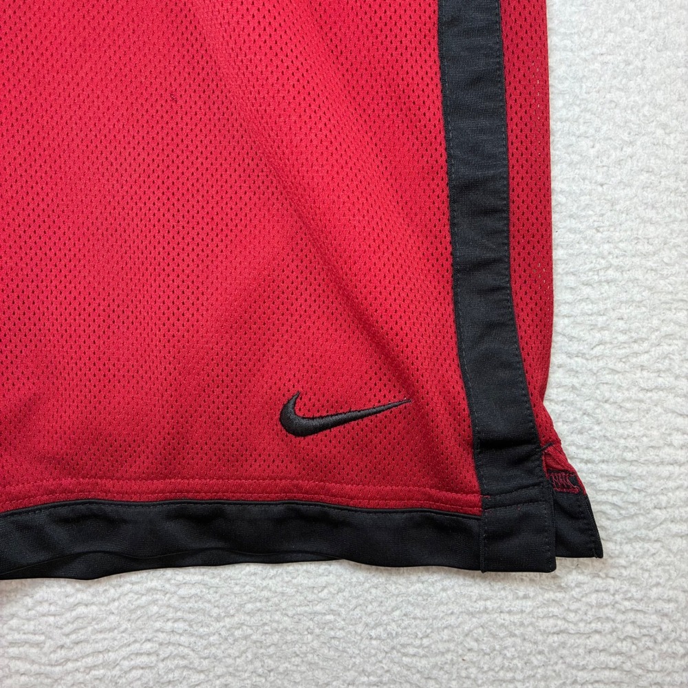 Y2K Nike Baggy Basketball Shorts Men S Red Black Mesh Silky Loose Drawstring - Picture 2 of 9